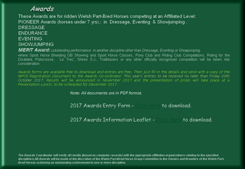 Note: All documents are in PDF format. 

2017 Awards Entry Form - Click Here to download.  

2017 Awards Information Leaflet - Click Here to download.